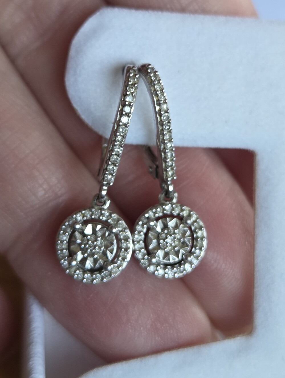 1/4 Carat Diamond Halo Drop Earrings in Sterling Silver - Helzberg Diamonds ✨️💙